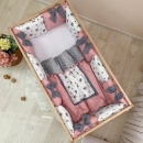 Set lenjerie patut bebe 7 piese Pink Stars (2)